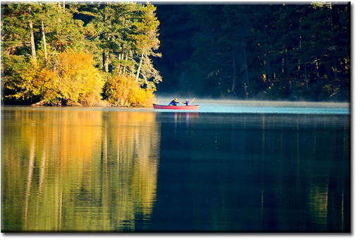 Canoe on lake